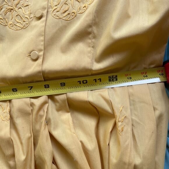 True Vintage VTG 1950s - Stunning Yellow Embroidered Antique Dress 10 - Picture 4 of 8